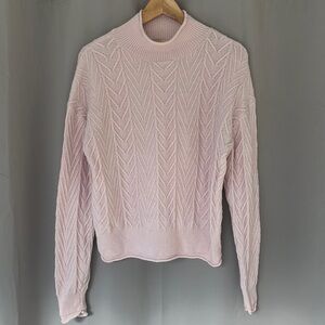 Elie. by Elie Tahari Pink Cable Knit Mock Neck Sweater- Medium